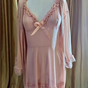 Elegant Pink Nightgown with Lace Trim